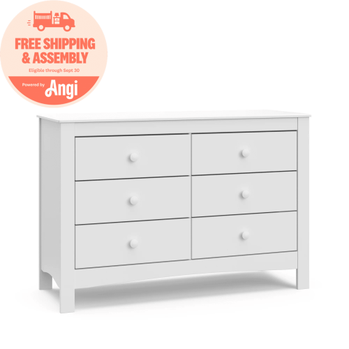 Graco Noah 6 Drawer Nursery Double Dresser, White