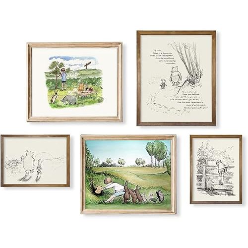 Winnie The Pooh Nursery Decor - Toddler Room Decor - You Are Braver Than You Think - Motivational Quotes for Kids - Vintage Hundred Acre Wood Poster - Gifts for Winnie Fans Lover - Little Boys Décor