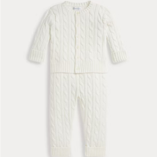 Cable-Knit Cotton Cardigan & Pant Set (12 M)
