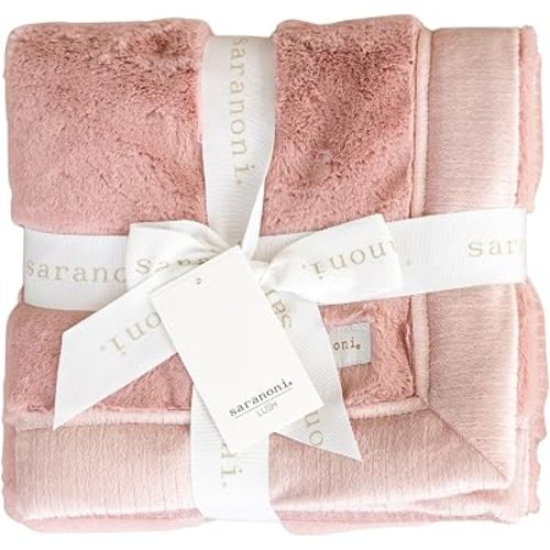 Saranoni Lush Receiving Blanket Soft Baby Blanket Ballet Slipper Pink 40x30