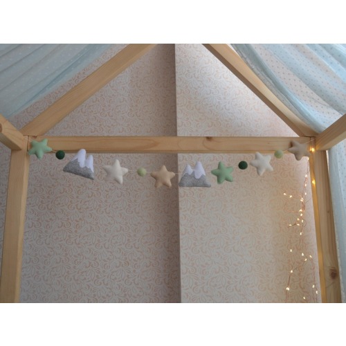 Felt Forest Garland: Mountain, Stars & Balloons Nursery Decor