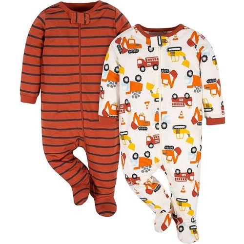 Gerber Baby Boys' 2-Pack Footed Pajamas