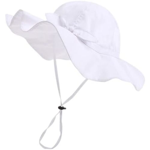 Baby Girl Sun Hat with UPF 50+ Outdoor Adjustable Beach Hat with Wide Brim Bucket Hats