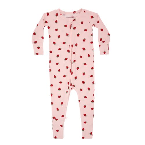 Strawberries Small Ribbed Zip Romper