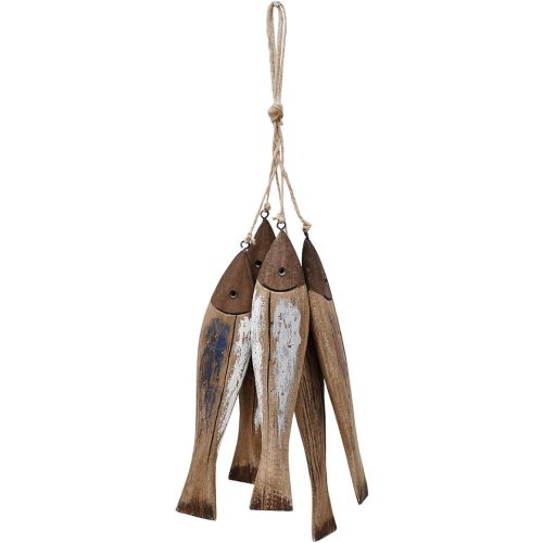 K KILIPES Wood Fish Decor Ornament Wall Hanging Decorations for Home Nautical Distressed Finish 5pcs
