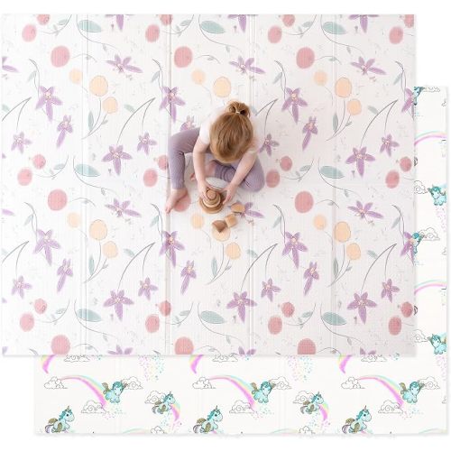 JumpOff Jo Foldable Foam Play Mat – Large Waterproof Baby & Toddler Activity Floor Mat, Double-Sided 70 x 59 Inch Play Surface
