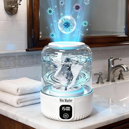 Portable Washing Machine,Upgrade Mini Washer Deeply Cleans Small Laundry Items, Socks, Underwear, Baby Clothes,Small Washer Is Suitable for Solo Living, Apartments, Hotels, Travel, And Camping White