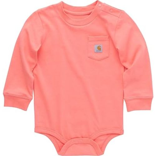 Carhartt Kid's CA5006 Long-Sleeve Pocket Bodysuit - 6 Months - Shell Pink