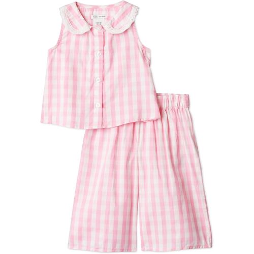 Amazon Essentials x Sofia Grainge Toddlers and Baby Girls' Cotton Sateen Sleeveless Top and Pants Play Set