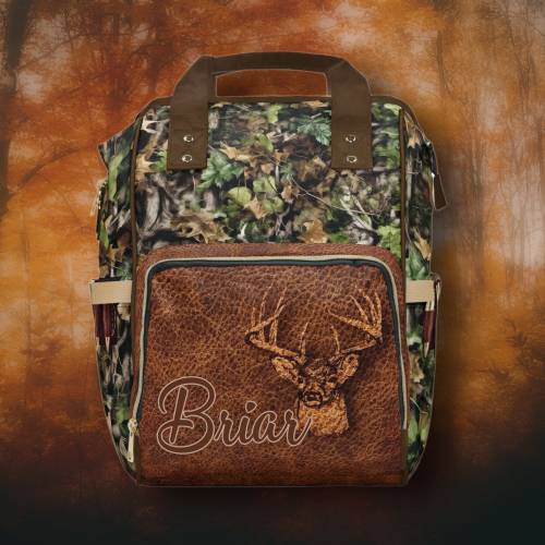 PERSONALIZED Deer Hunter Backpack or Diaper Bag Whitetail Deer Rustic Camo *Digitally Printed Design* Hunter Baby Gift, Deer Hunting Gift