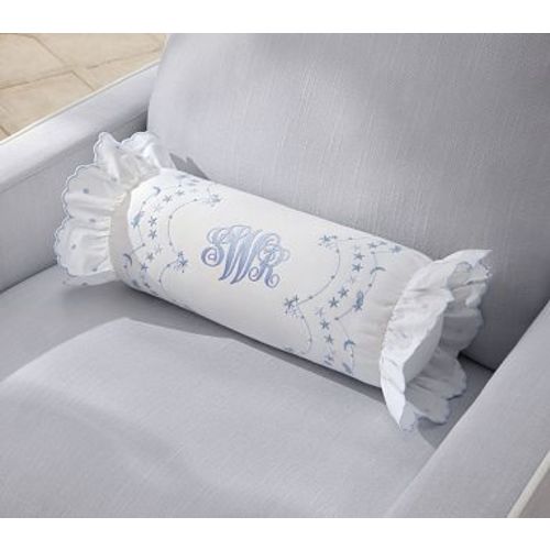 Welcome Home Stars Embroidered Bolster Pillow , Blue