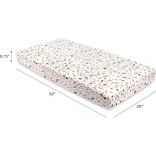 Babyletto 100% Organic Cotton Crib Sheet, GOTS-Certified, Fitted 360°, Ultra-Soft and Breathable Muslin - Terrazzo