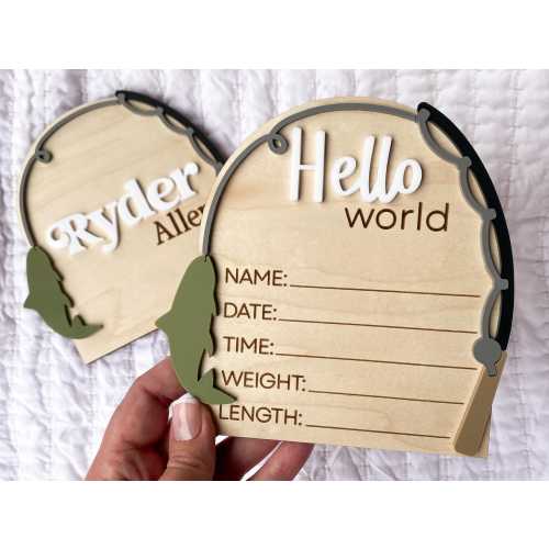 Fishing Baby Announcement Sign: Fish Nursery Decor, Birth Stats