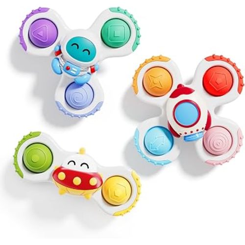 ALASOU Pop Suction Cup Spinner Airplane Travel Toys for 1 Year Old Boy Girl