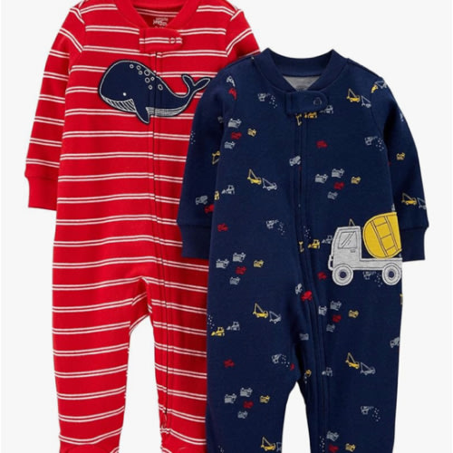 Simple Joys by Carter's Baby Boys' 2-Way Zip Thermal Footed Sleep and Play, Pack of 2