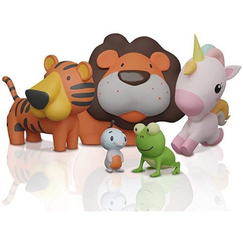 SplashEZ MoldFree Bath Toys for Babies 1M+ and Toddlers , 5 Pack Animal No Holes Bath Toys, Non Squirting Bath Toys for Tub,Beach,Pool, BPA-Free, Dishwasher-Safe, Infant Bathtub Toys