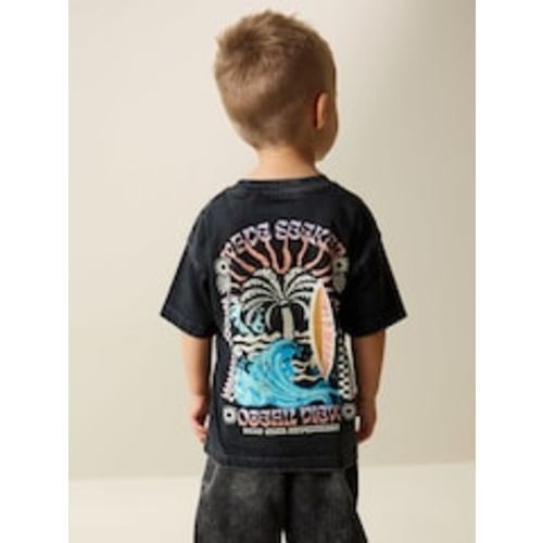 Buy Black Acid Wash Surf Club Oversized Short Sleeve Back Print T-Shirt (3mths-7yrs) from Next USA