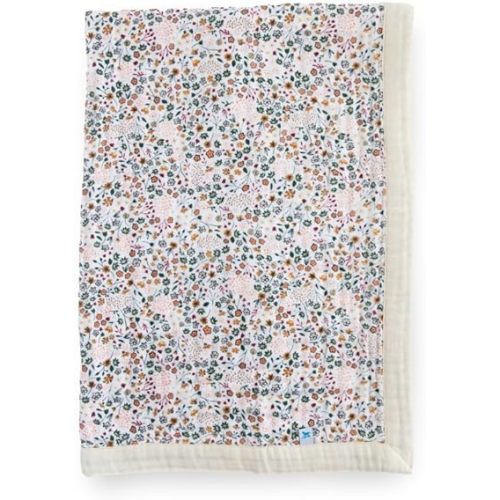 Little Unicorn Newborn Receiving Quilt | Ultra- Soft, Multi-Layered Muslin Fabric | Gift for Newborns & on-The-go (Pressed Petals)