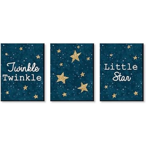 Big Dot of Happiness Twinkle Twinkle Little Star - Baby Boy Nursery Wall Art and Kids Room Decorations - Gift Ideas - 7.5 x 10 inches - Set of 3 Prints