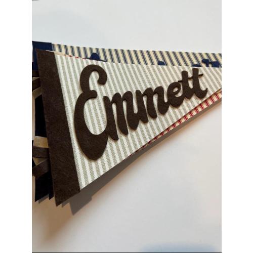 Custom Name Pennant- Striped Tan