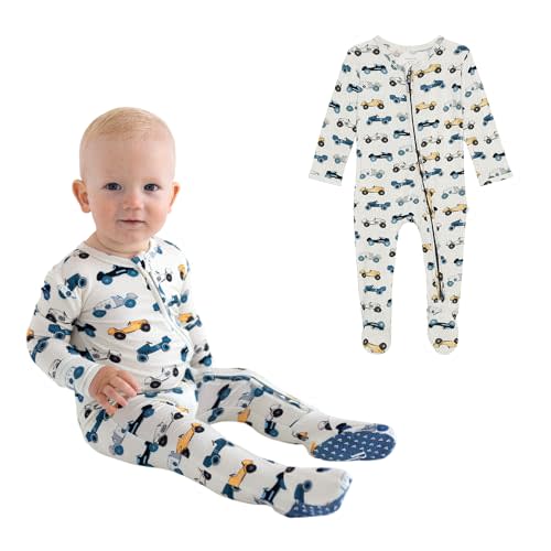 Posh Peanut Baby Boy Footie Pajamas - Soft Viscose Made from Bamboo 2 Way Zipper Sleepers & Onesies