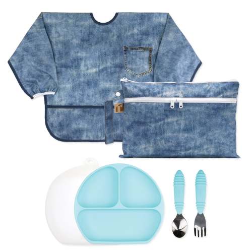 On-The-Go Mealtime 6-Piece Set: Denim + Blue