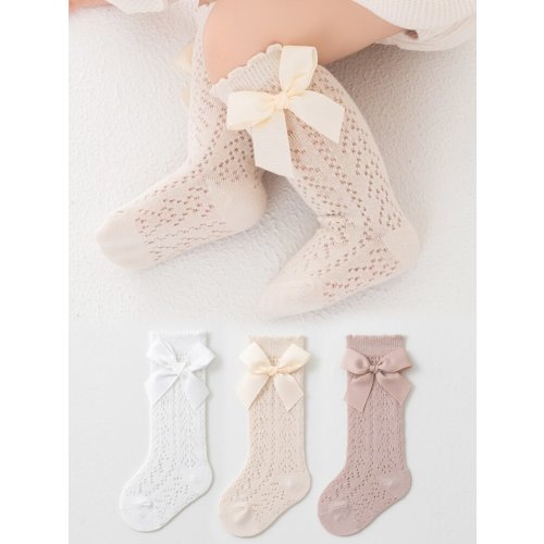 3 Pairs Children Bow Mesh Leg Stockings Anti-Mosquito Breathable Mid-Calf Socks, Sweet Princess Style | SHEIN USA