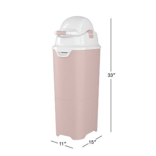 Foundations Tall Diaper Pail with Airtight Lid - Durable & Odorless Diaper Disposal, Holds up to 60 Newborn Diapers, Refill With Any Bags - Pink