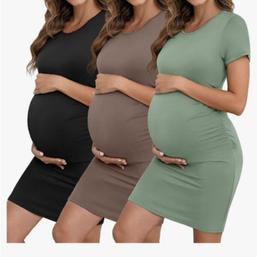 Riyiper 3 Pack Womens Maternity Short Sleeve Dresses