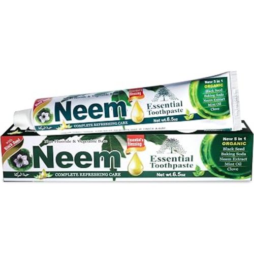 NEEM Essential Toothpaste - 6.53 oz Pack of 1 | New 5 in 1 | Fluoride Free
