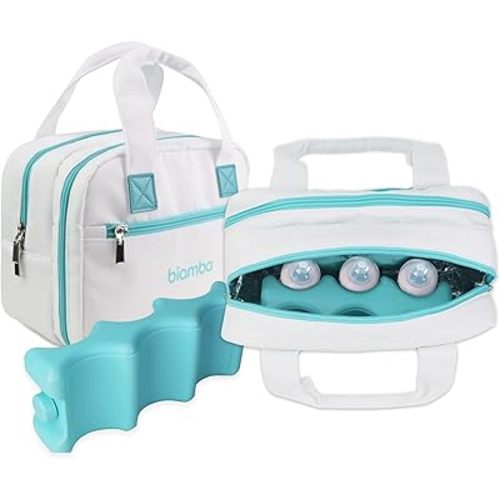 Cooling Bag Breastmilk Cooler Bag - Dedicated Storage Breast Pump Bag, Stores up to Six Bottles, Large Built-in Breastmilk Cooler w/Ice Pac, Double Zipper & Separate Spaces for Different Items