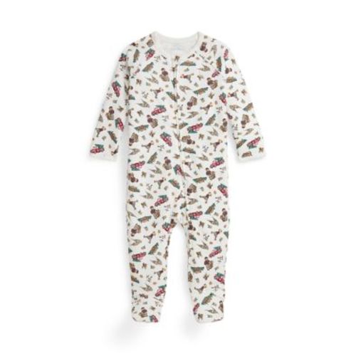 Baby Boys Polo Bear Cotton Footed Coverall