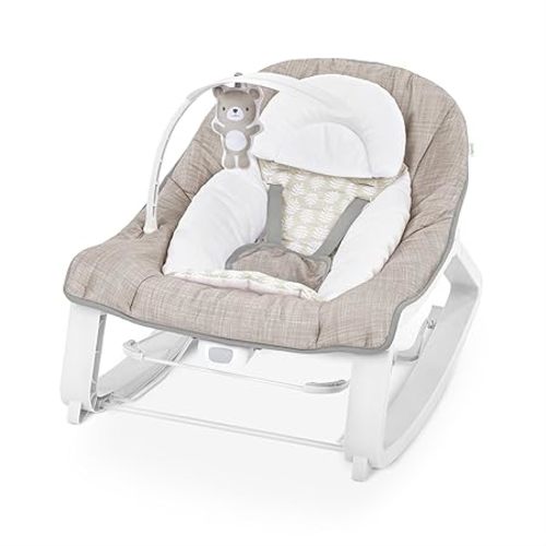 Ingenuity Keep Cozy 3 en 1 Grow with Me - Asiento vibratorio para bebé y balancín para bebés a niños pequeños, vibraciones y barra de juguetes, de 0 a 30 meses hasta 40 libras (Linden)