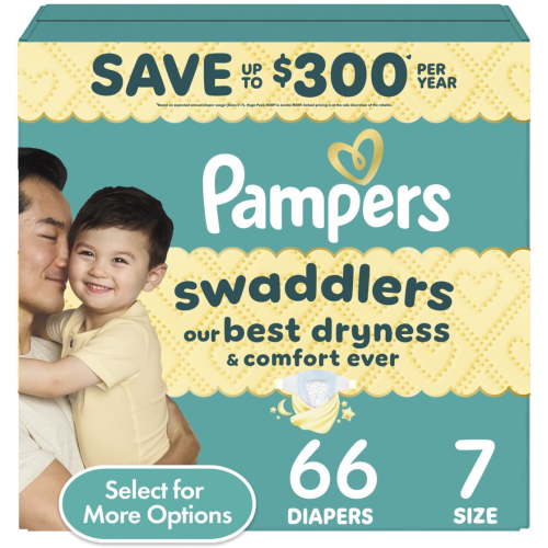 Pampers Swaddlers Diapers, Size 7, 66 Count (Select for More Options)