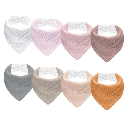 Muslin Baby Bibs for Girls Boys,Muslin Bandana Drool Bibs,Soft Cotton Absorbent Bibs for Drooling,Neckerchief for Infants Toddlers 8 Pack
