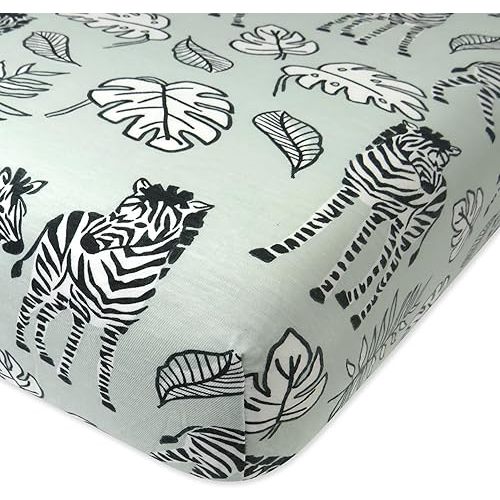 HonestBaby Fitted Crib Sheets Set Standard Mattress, 100% Organic Cotton Baby Boys, Girls, Neutral, 1 Pack - Baby Zebra, One Size