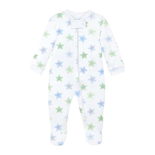 Sweet Stars Printed Zipper Footie | Baby Boy