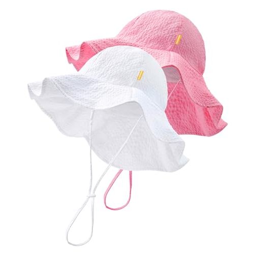 HONGTEYA Baby Sun Hat Toddler Girl Beach Hat Adjustable Outdoor Summer Hat Sun Protection Wide Brim Infant Kids