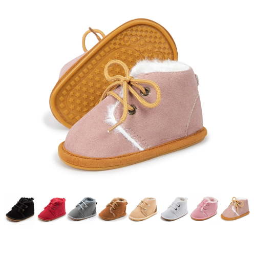 HsdsBebe Baby Girls Boys Cozy Fleece Boots Infant Winter Warm Shoes Unisex High-top Ankle Booties for Newborn 3-18 Months