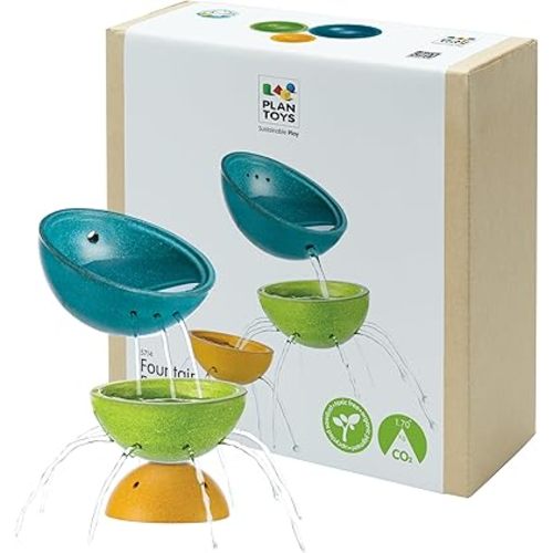 PlanToys® Fountain Bowl Set – Montessori Water Play Toys for Toddlers | Sensory Bath & Beach Toy | STEM Toys for 1 Year Old | Eco-Friendly Pouring & Scooping Bowls