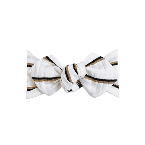 Top Knot Headband, Ribbed Mocha/Black Stripe