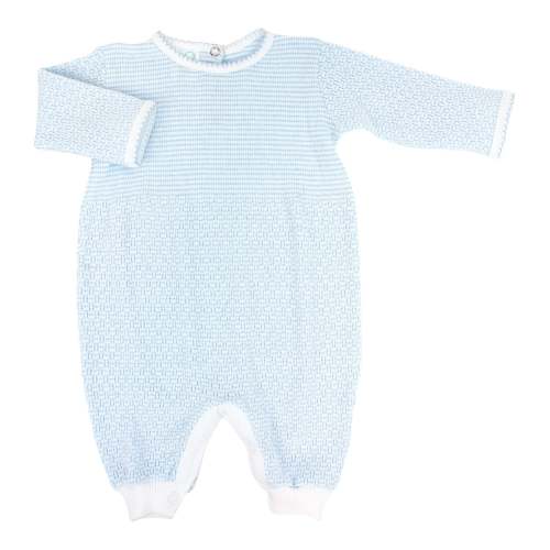 Paty Blue Stripe LS Romper - The Sandbox Children's Boutique