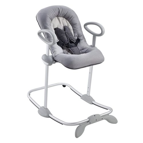 BEABA Up and Down Portable Baby Rocker | 4 Height Levels and 3 Reclining Positions with One Click| Soft Padding Seat | Gray