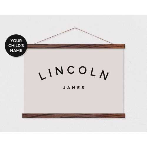 Custom Name Flag - Baby Name or Kid's Name - Printed Canvas Hanger Frame ART