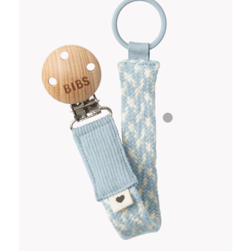 Pacifier Clip - Baby Blue/Ivory