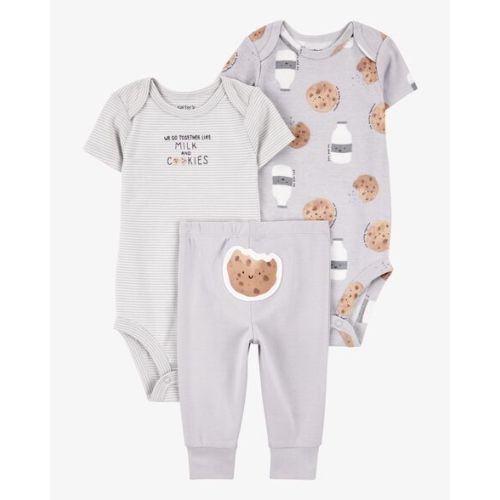3-6M - Baby 3-Piece Milk & Cookies Little Character Set® - Grey - Carter's | Carter's (6 Months)