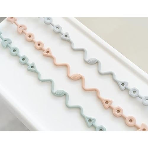 Squiggle Strap® 2pcs Toy Straps, Food Grade Silicone Adjustable Toy Holder Strap, Baby Toy Leash, Teether Strap, Sippy Cup Handle Strap, Toy Clips for Strollers, high Chairs (Ether Blue + Cool Grey)