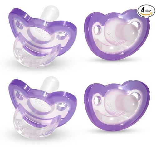 RaZbaby Jollypop Pacifier for Newborns & Up, USA Made, Natural Shaped Orthodontic Binky, Lovingly Shared in NICUs & Hospitals Worldwide, Medical-Grade 100% BPA-Free - 0-3 Months, 4 Pack - Lavender