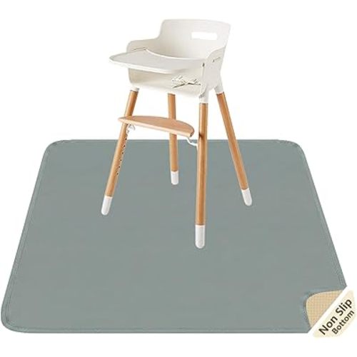 Splat Mat for Under High Chair/Arts/Crafts by CLCROBD, 51" Baby Anti-Slip Food Splash and Spill Mat for Eating Mess, Waterproof Floor Protector and Table Cloth (Gray)