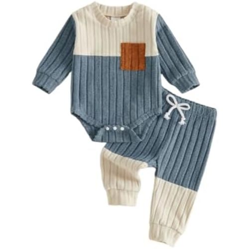Pivanzore Newborn Baby Boy Clothes Infant Boy Girl Striped Long Sleeve Sweatshirt Romper Bodysuit Soft Fall Winter Outfit